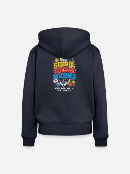 Schulsozialarbeiter Kraft - Frauen Premium Bio Zip Hoodie - Navy