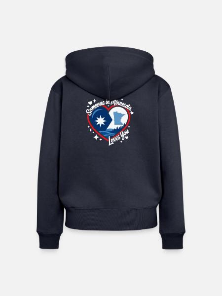 Minnesota Herz – Heimkommen Liebe - Frauen Premium Bio Zip Hoodie - Navy