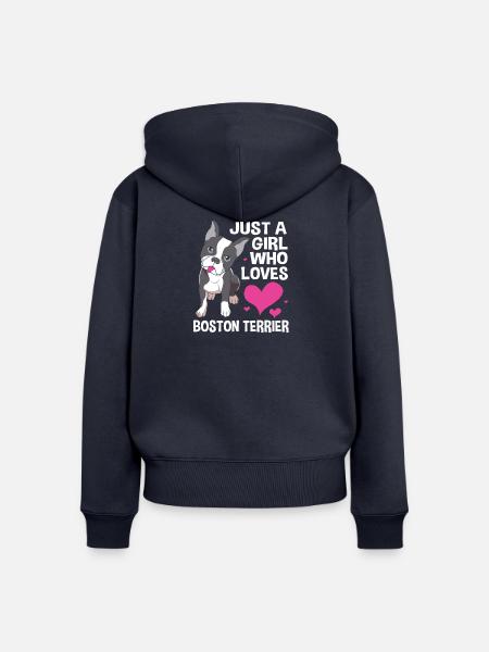 Boston Terrier - Frauen Premium Bio Zip Hoodie - Navy