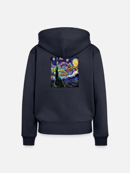 Van Goghs Sternennacht Wildstyle Burner - Frauen Premium Bio Zip Hoodie - Navy