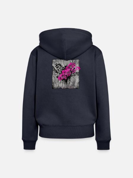 Bougainvillea Bricht Beton - Frauen Premium Bio Zip Hoodie - Navy