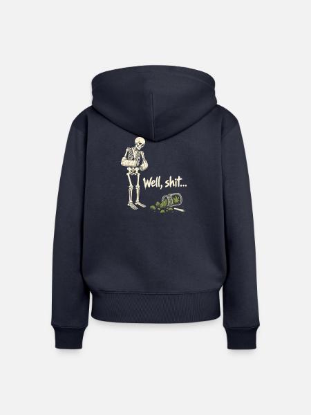 Skelett mit Cannabis-Spruch - Frauen Premium Bio Zip Hoodie - Navy