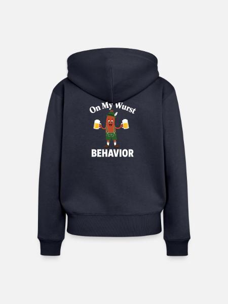 Über mein Würstenverhalten Bayerisch - Frauen Premium Bio Zip Hoodie - Navy