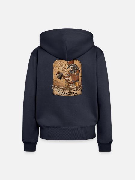 Pharao Kaffee Lebenselixier - Frauen Premium Bio Zip Hoodie - Navy