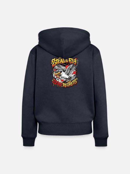 Pommes Möwe - Frauen Premium Bio Zip Hoodie - Navy