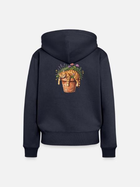 Siesta Katze - Frauen Premium Bio Zip Hoodie - Navy