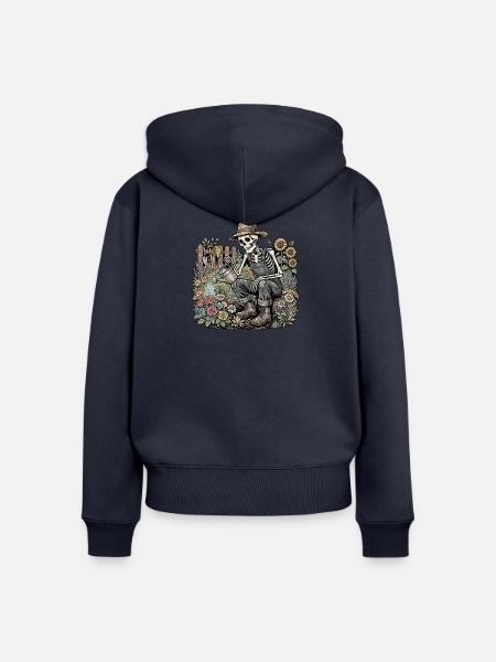 Garten Skelett - Frauen Premium Bio Zip Hoodie - Navy