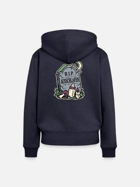 RIP Ausschlafen Eltern - Frauen Premium Bio Zip Hoodie - Navy