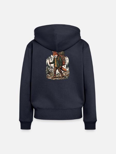 Wander Fuchs - Frauen Premium Bio Zip Hoodie - Navy