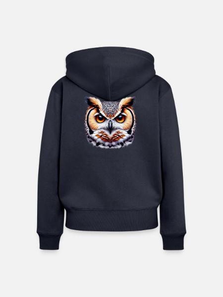 Eule - Frauen Premium Bio Zip Hoodie - Navy