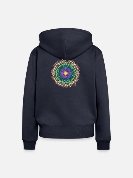 Mandala Sonnenschein - Frauen Premium Bio Zip Hoodie - Navy