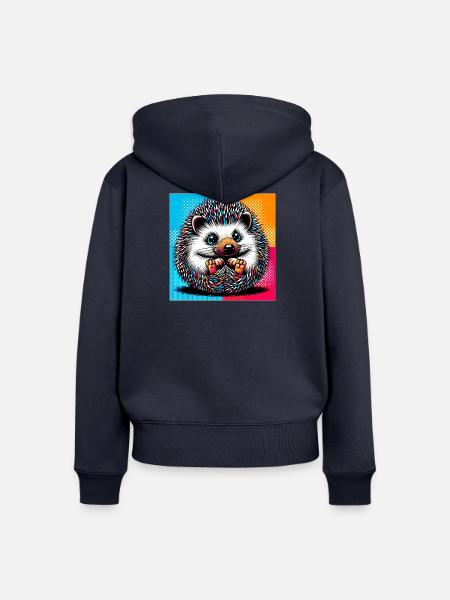 Igel - Frauen Premium Bio Zip Hoodie - Navy