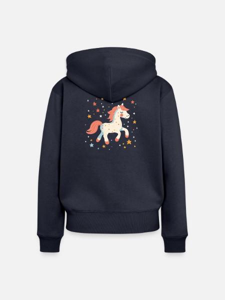 Pony Sterne - Frauen Premium Bio Zip Hoodie - Navy