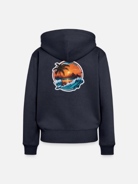 Sunset - Frauen Premium Bio Zip Hoodie - Navy