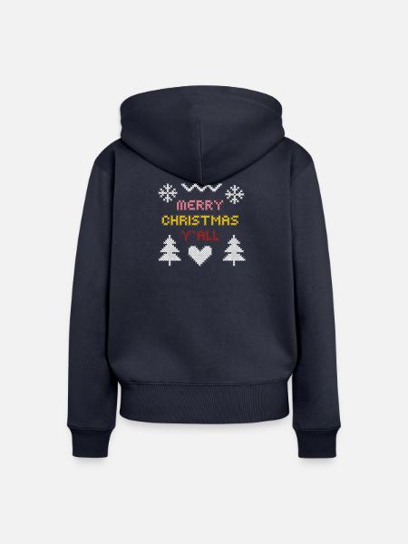 Festliches Weihnachtsherz-Muster - Frauen Premium Bio Zip Hoodie - Navy