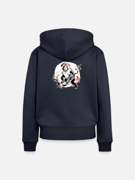 Chinesisches Sternzeichen Affe - Frauen Premium Bio Zip Hoodie - Navy