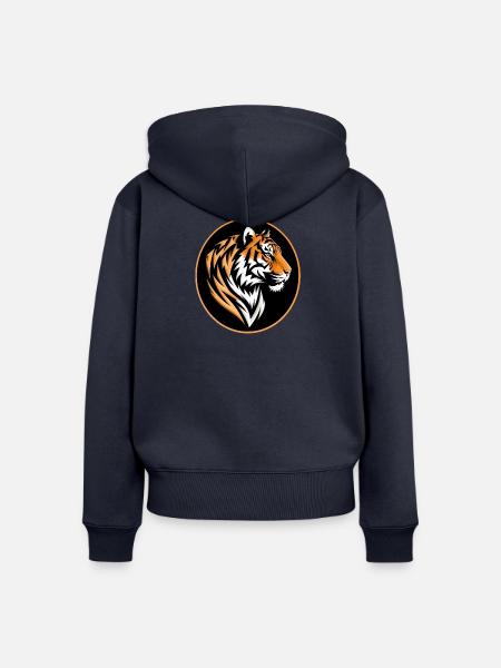 Tiger Portrait - Frauen Premium Bio Zip Hoodie - Navy