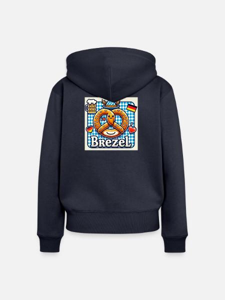 I Love Brezel - Frauen Premium Bio Zip Hoodie - Navy
