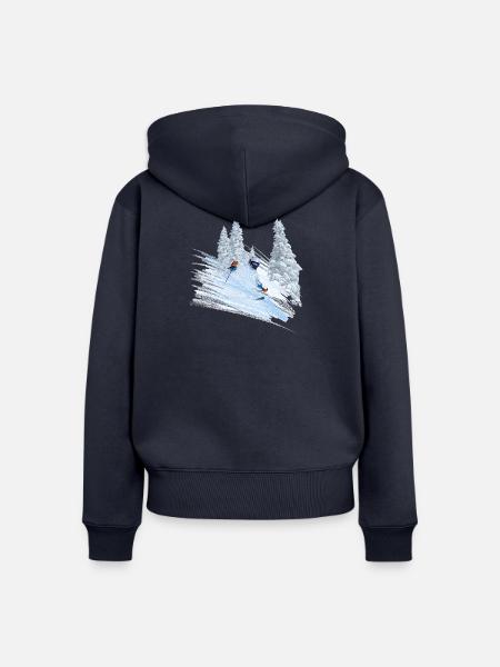Ski - Frauen Premium Bio Zip Hoodie - Navy