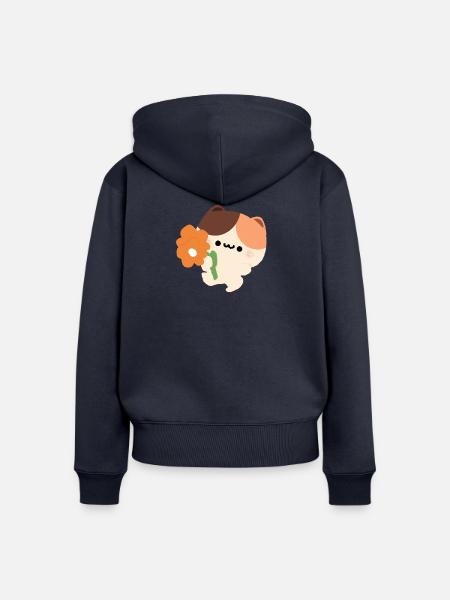 Romantische Schildkrötenkatze - Frauen Premium Bio Zip Hoodie - Navy