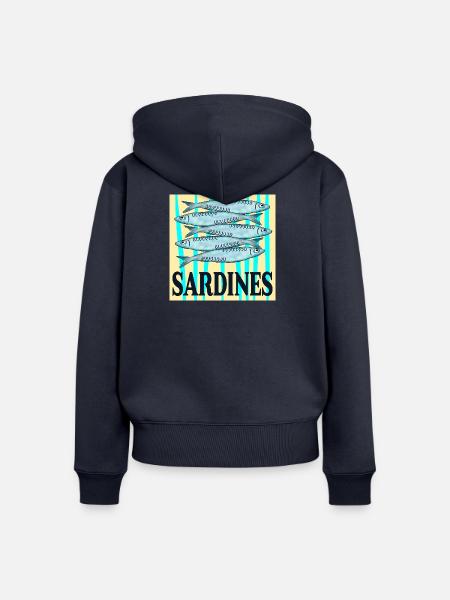KONSERVENDOSE SARDINEN FISCHE - Frauen Premium Bio Zip Hoodie - Navy