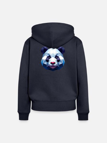 Panda Lowpoly - Frauen Premium Bio Zip Hoodie - Navy