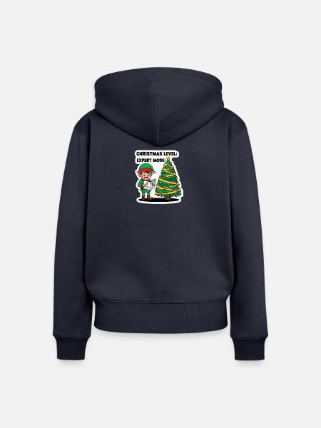 Weihnachts-Level-Experten-Modus-Elf - Frauen Premium Bio Zip Hoodie - Navy