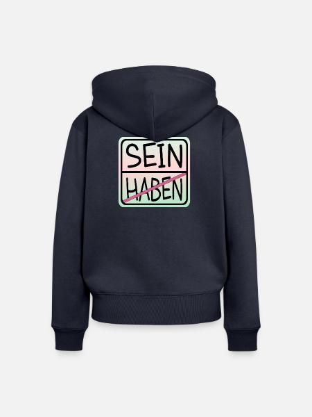 ACHTSAMKEIT HABEN SEIN - Frauen Premium Bio Zip Hoodie - Navy