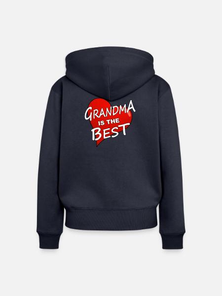 GRANDMA IS THE BEST - Frauen Premium Bio Zip Hoodie - Navy