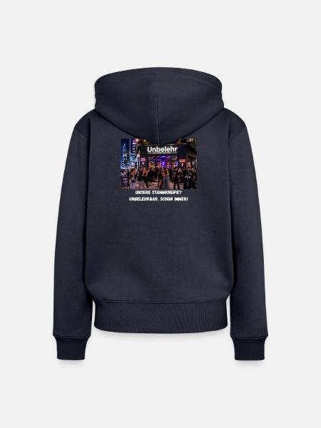 Unsere_Stammkneipe_Unbelehrbar - Frauen Premium Bio Zip Hoodie - Navy
