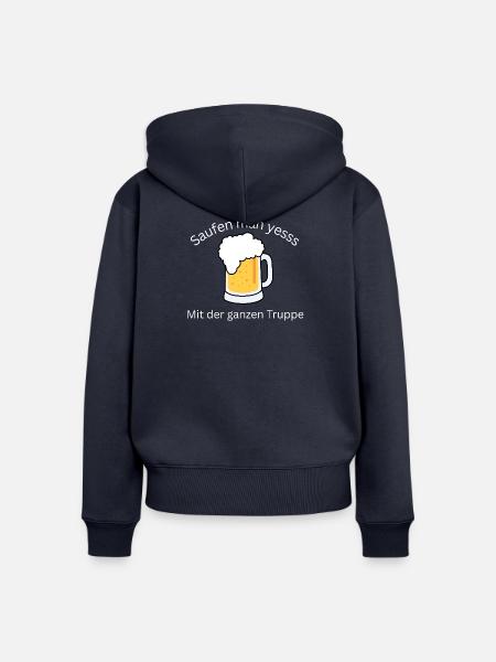 Man Yes Meme Saufen - Frauen Premium Bio Zip Hoodie - Navy