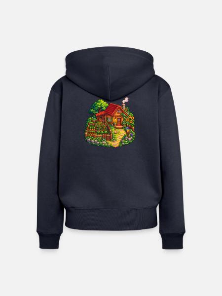 Häuschen im Gartenparadies - Frauen Premium Bio Zip Hoodie - Navy