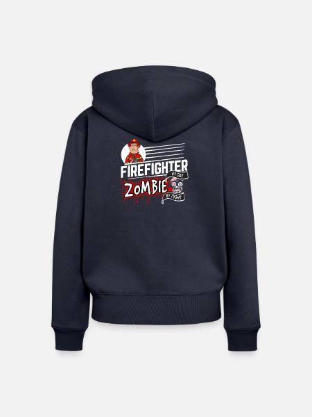 Firefighter by day Zombie by night - Feuerwehrmann - Frauen Premium Bio Zip Hoodie - Navy