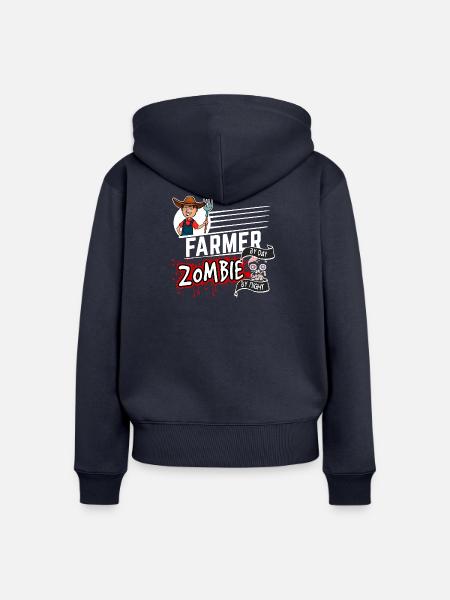 Farmer by day Zombie by night - Bauer - Frauen Premium Bio Zip Hoodie - Navy