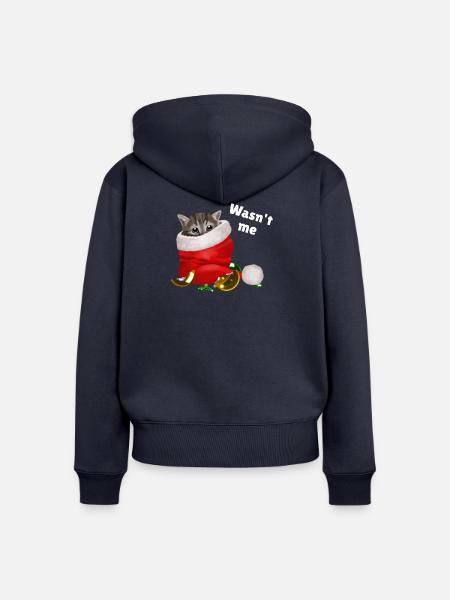 Wasn't me - Kätzchen mit kaputten Kugeln - Frauen Premium Bio Zip Hoodie - Navy