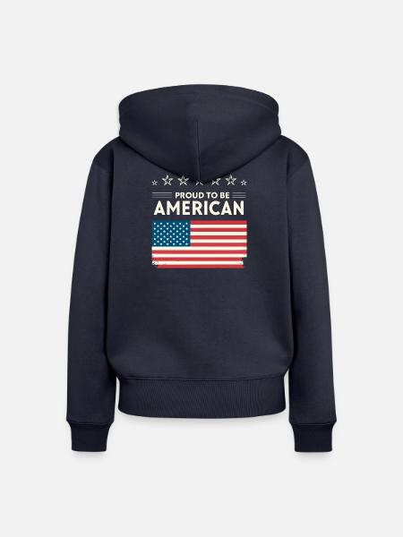 American Pride – Flagge und Sterne - Frauen Premium Bio Zip Hoodie - Navy