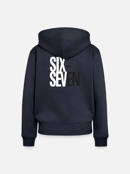 Sechs- und Sieben-Überlappungstypografie - Frauen Premium Bio Zip Hoodie - Navy