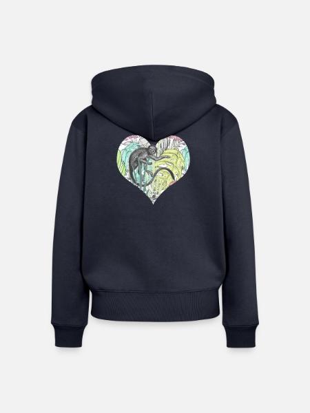Affe im Tropenherz - Frauen Premium Bio Zip Hoodie - Navy
