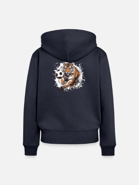 Tiger Fussball Team - Frauen Premium Bio Zip Hoodie - Navy