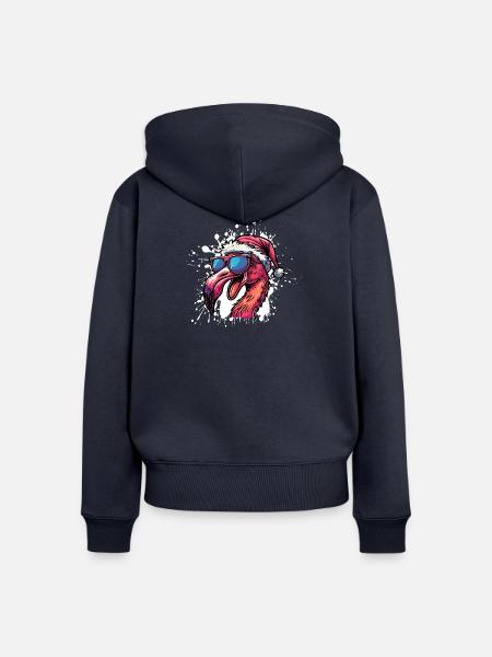Flamingo Weihnachten Lustig - Frauen Premium Bio Zip Hoodie - Navy