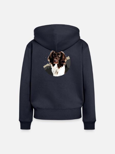 Kleiner Münsterländer Elegantes Hunde-Design - Frauen Premium Bio Zip Hoodie - Navy