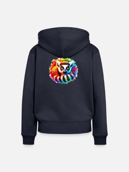 Lemur - Frauen Premium Bio Zip Hoodie - Navy