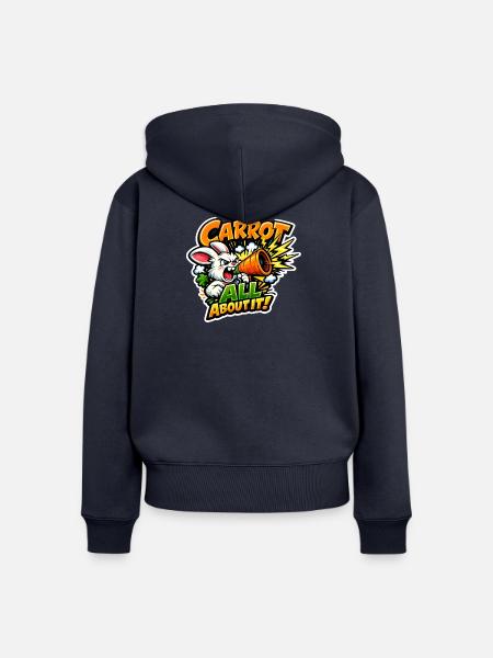 Karotten Megafon Bunny – Comic Stil - Frauen Premium Bio Zip Hoodie - Navy