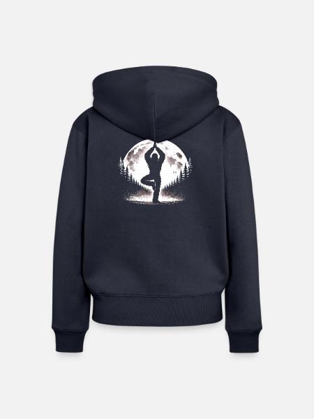 Bigfoot Yoga Pose - Frauen Premium Bio Zip Hoodie - Navy