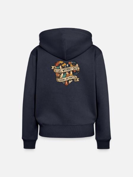 Katzenmama Katzen - Frauen Premium Bio Zip Hoodie - Navy