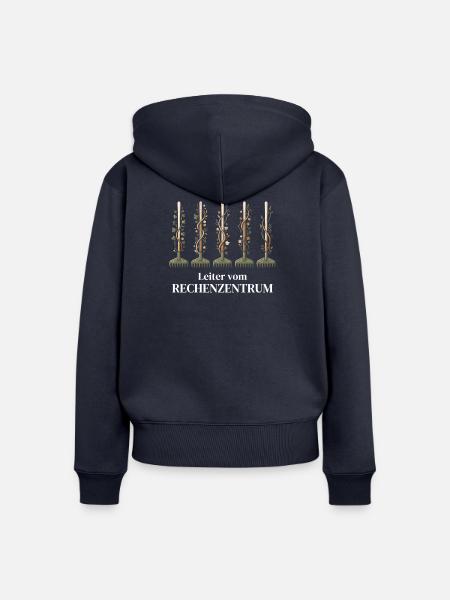 Rechenzentrum Design Gartengeräte Rechen Leiter - Frauen Premium Bio Zip Hoodie - Navy
