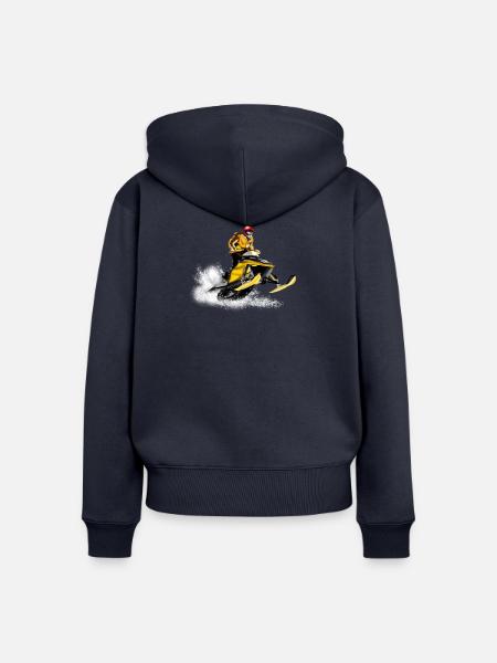 Schneemobil Rennen - Frauen Premium Bio Zip Hoodie - Navy