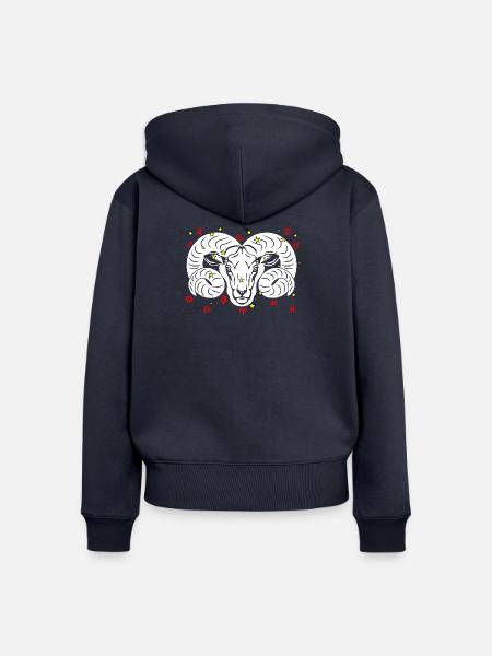 Widder-Farbe - Frauen Premium Bio Zip Hoodie - Navy