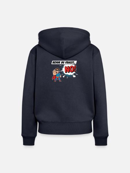 Superheldischer Warnhinweis Comic Design - Frauen Premium Bio Zip Hoodie - Navy