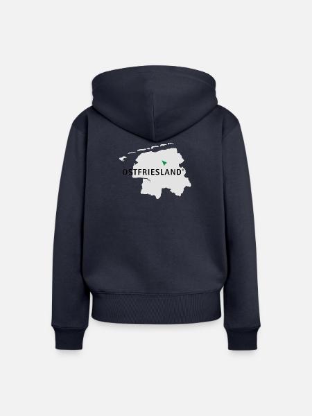 Ostfriesland Logo Karte - Frauen Premium Bio Zip Hoodie - Navy